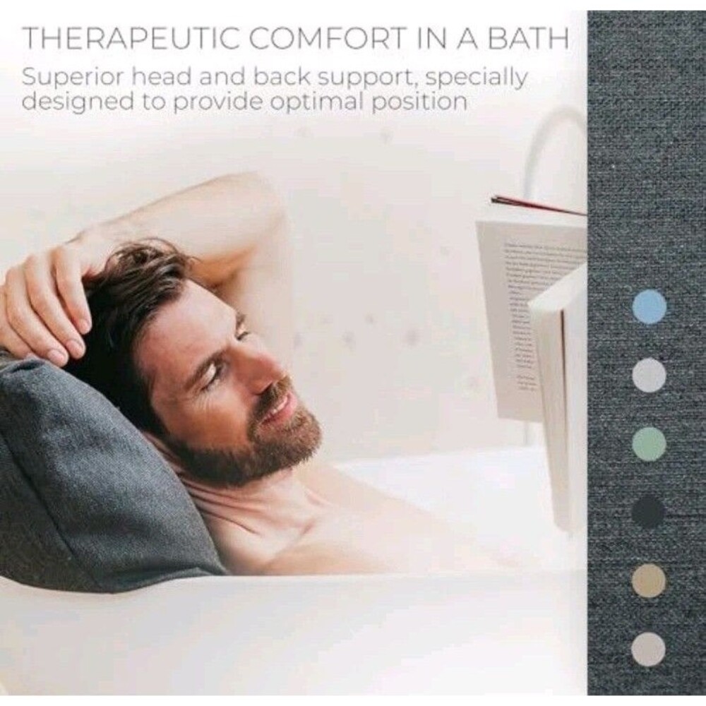 BADESOFA Luxury Bathtub Pillow Large Charcoal - Picture 2 of 5